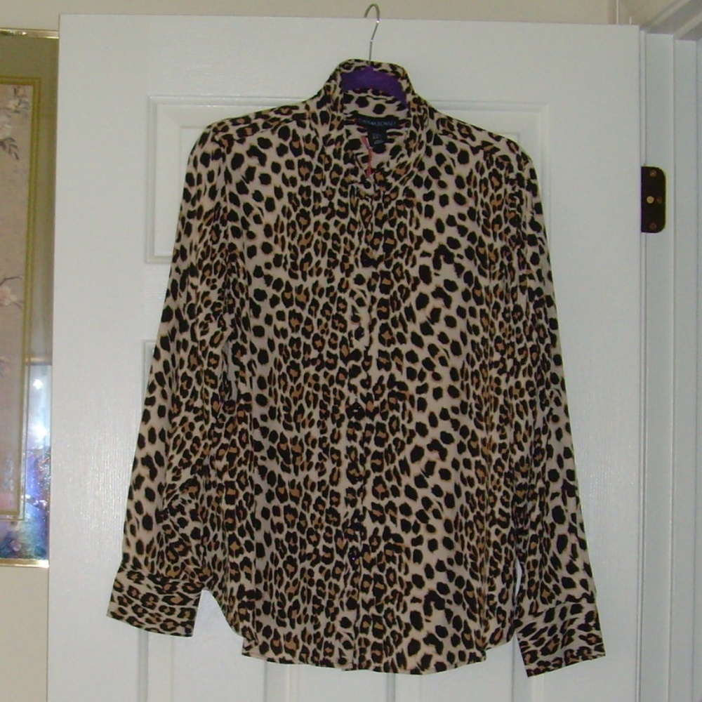 Cynthia Rowley Leopard Print Blouse XL - NEW